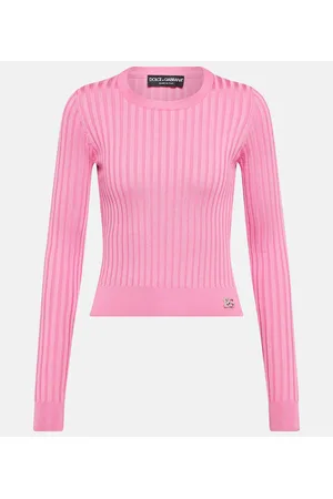Dolce & Gabbana DG ribbed-knit silk cropped sweater