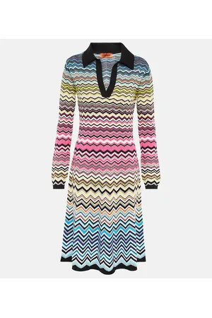Missoni Zig-zag knit cotton-blend midi dress