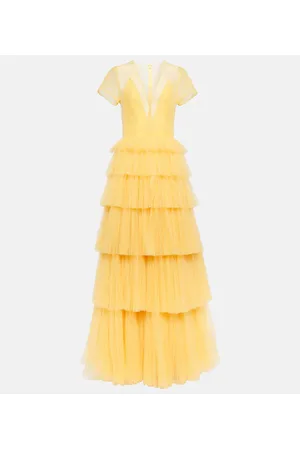 Costarellos Ruffled tulle gown