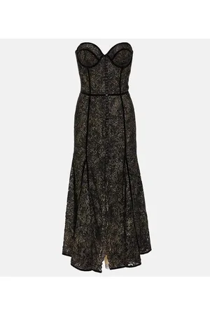 Costarellos Castora strapless lace midi dress