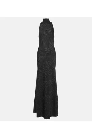 Alaïa AlaÃ¯a Patterned turtleneck gown