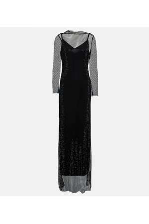 Max Mara Caracas embellished mesh maxi dress