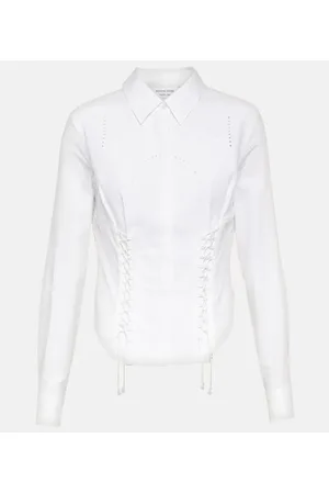 Marine Serre Embroidered openwork linen shirt