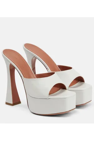 Amina Muaddi Dalida leather platform mules