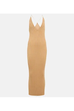 GALVAN Rhea rib-knit halterneck midi dress