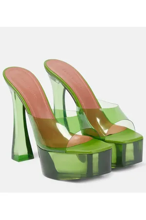 Amina Muaddi Dalida Glass PVC platform mules