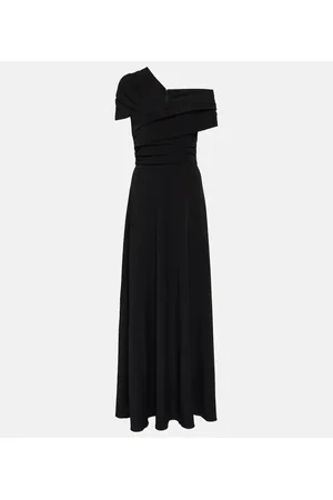 CO CrÃªpe one-shoulder gown