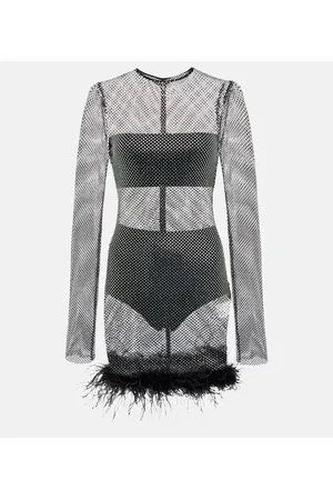 GIUSEPPE DI MORABITO Feather-trimmed embellished minidress