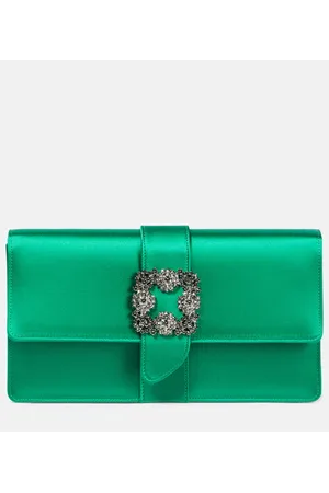 Manolo Blahnik Capri embellished satin clutch