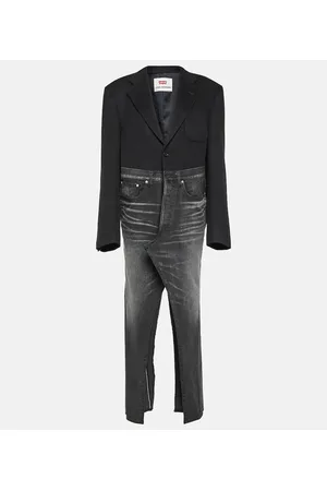 JUNYA WATANABE Denim and wool blend midi dress