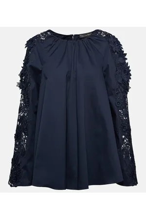 Oscar de la Renta Lace-detail cotton blouse
