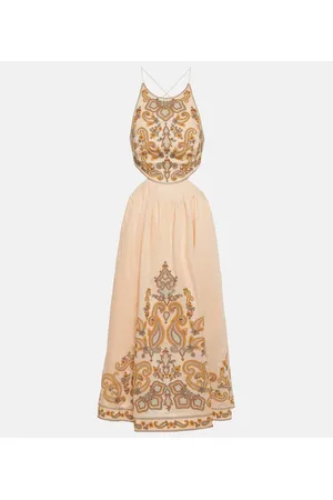 ZIMMERMANN Devi embroidered linen midi dress
