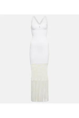 GALVAN Diana fringe-trimmed knit midi dress