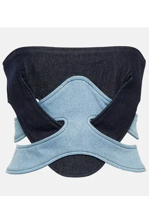 DION LEE Strapless denim corset top
