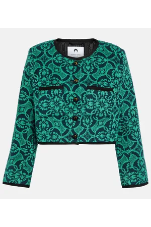 Marine Serre Jacquard cropped cotton jacket