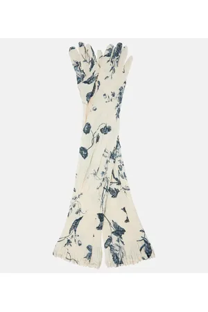 Erdem Smocked floral gloves