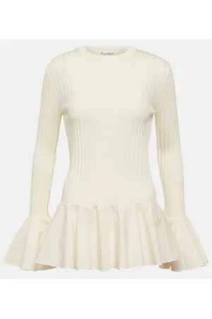 J.W.Anderson Ruffled ribbed-knit wool sweater