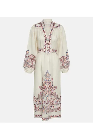 ZIMMERMANN Printed linen midi dress