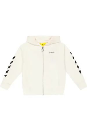 OFF-WHITE Logo cotton jersey zip-up hoodie