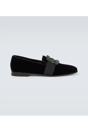 Manolo Blahnik Carlton embellished velvet loafers