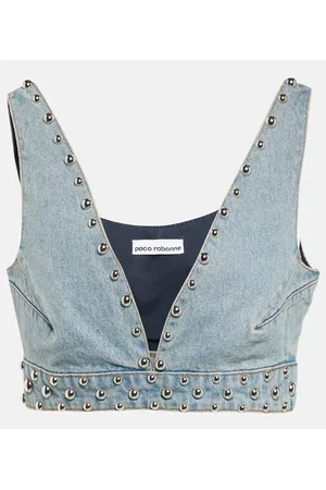Paco rabanne Stud-embellished denim bra top