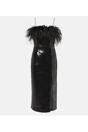 Rebecca Vallance Nika feather-trimmed midi dress