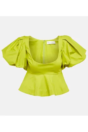 Oscar de la Renta Peplum cotton crop top