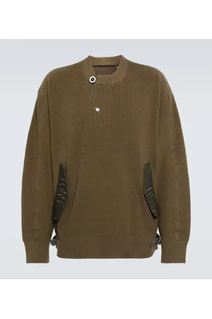 SACAI Ribbed-knit cotton-blend sweater