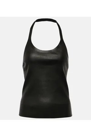 Stouls Cherry halterneck leather top