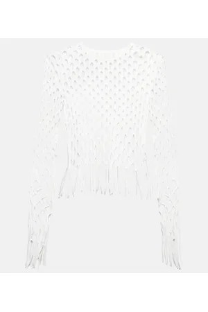 DION LEE Fringed fishnet top