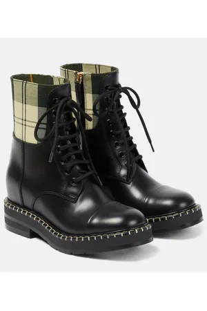 Chloé ChloÃ© x Barbour lace-up leather ankle boots