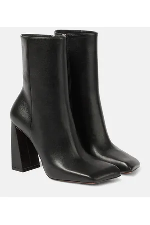 Amina Muaddi Marine 95 leather ankle boots