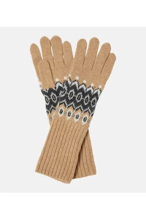 Khaite Intarsia cashmere-blend gloves