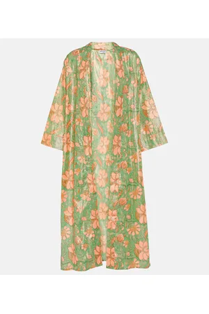 Juliet Dunn Floral cotton-blend lamÃ© beach cover-up
