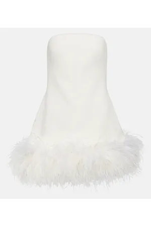 Safiyaa Feather-trimmed crÃªpe mini dress