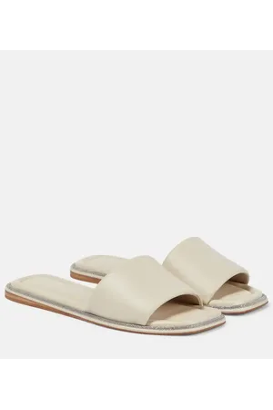 Brunello Cucinelli Embellished leather slides