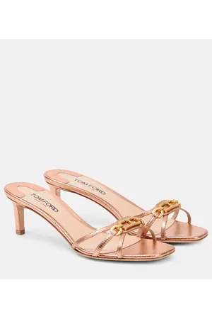 Tom Ford Whitney T metallic leather mules