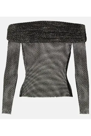 Self-Portrait Off-shoulder fishnet top