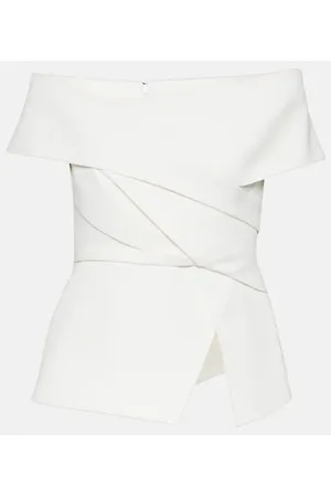 Safiyaa Bridal Eimear off-shoulder crÃªpe top