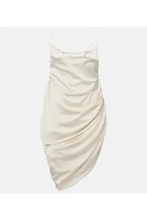 Jacquemus La Saudade BrodÃ©e satin slip dress