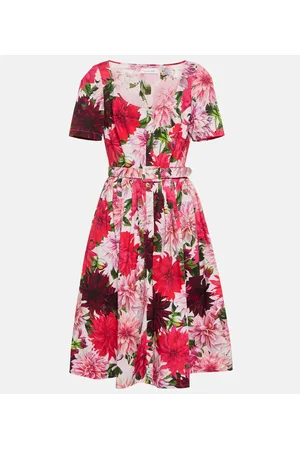 Oscar de la Renta Scoop-neck floral midi dress