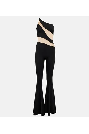 Norma Kamali Snake paneled mesh fishtail jumpsuit