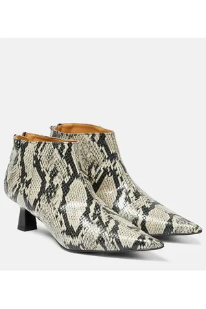 Ganni Snake-effect faux leather ankle boots