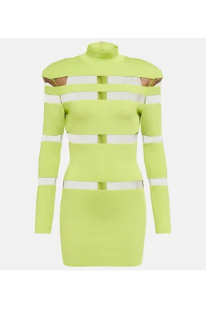 Balmain Turtleneck mesh-paneled minidress