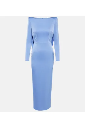 ALEX PERRY Draped crÃªpe satin midi dress