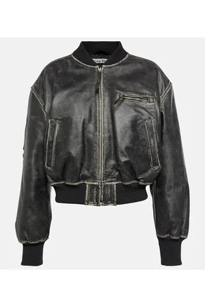 Acne Studios Cropped leather bomber jacket