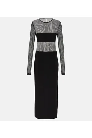 Norma Kamali Dash mesh and jersey maxi dress