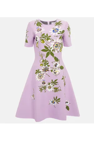 Oscar de la Renta Floral jacquard knit minidress
