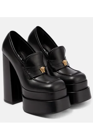 VERSACE Aevitas leather platform loafer pumps