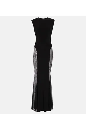 Norma Kamali Paneled jersey and mesh maxi dress